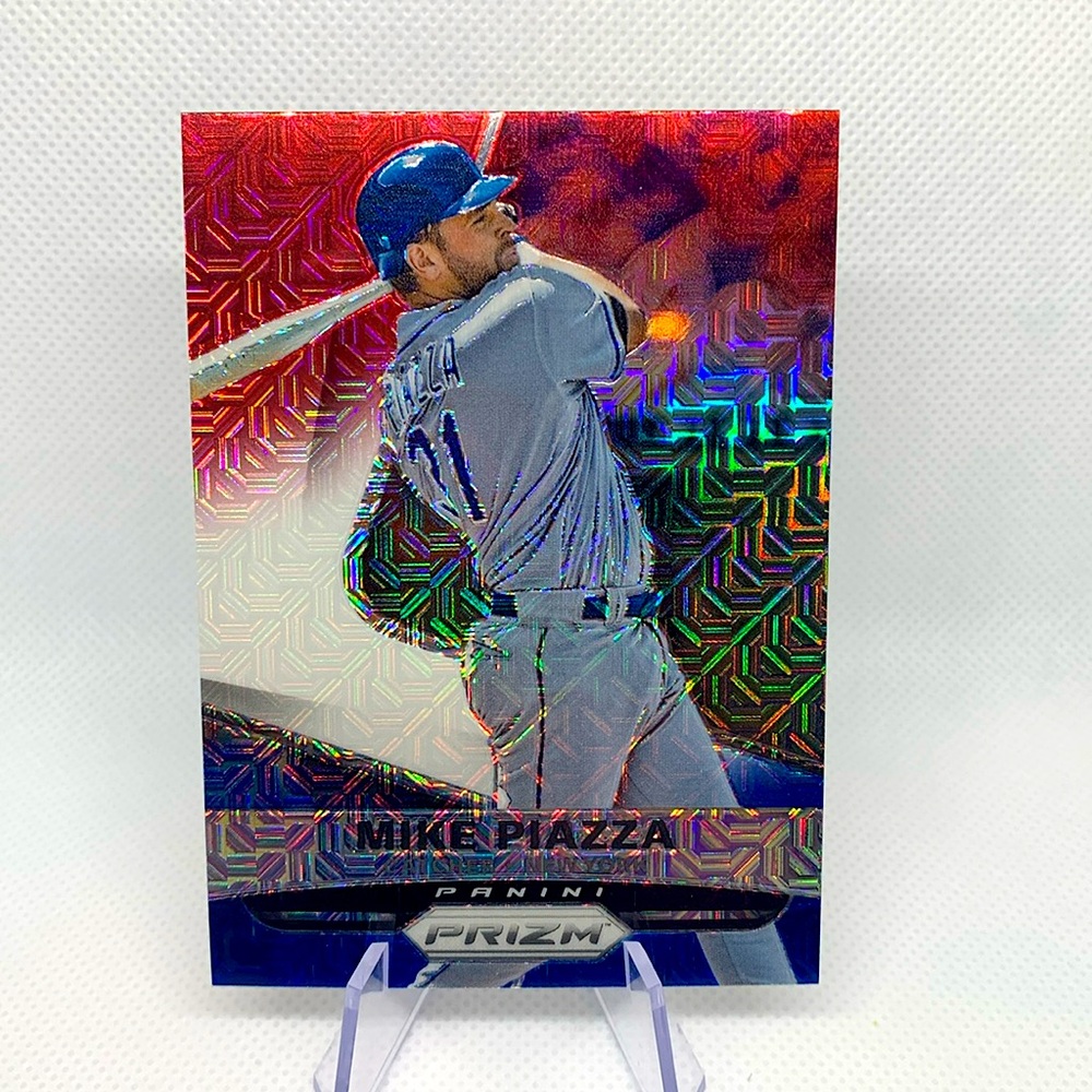 Mike Piazza Red White & Blue Prizm Holo LA Dodgers Mets Hall of Fame Perfect